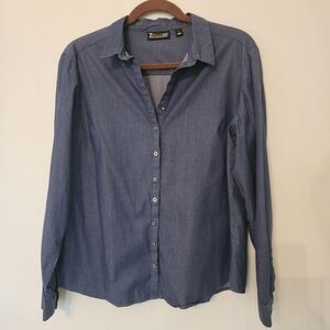 7th Avenue New York & Company size Large denim button down long sleeve shirt